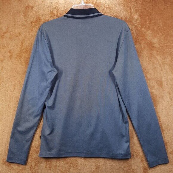 HUGO BOSS Polo Shirt Mens Small Gray Long Sleeve Contrast Collar PLEINS $148 - Picture 6 of 10